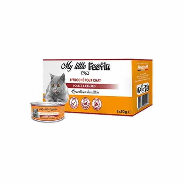 Agecom My Little Festin chat effiloché poulet et canard 6×50 g
